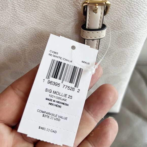Coach CV965 Mollie Tote Bag 25 In Signature Canvas IN White/Chalk - Picture 10 of 10